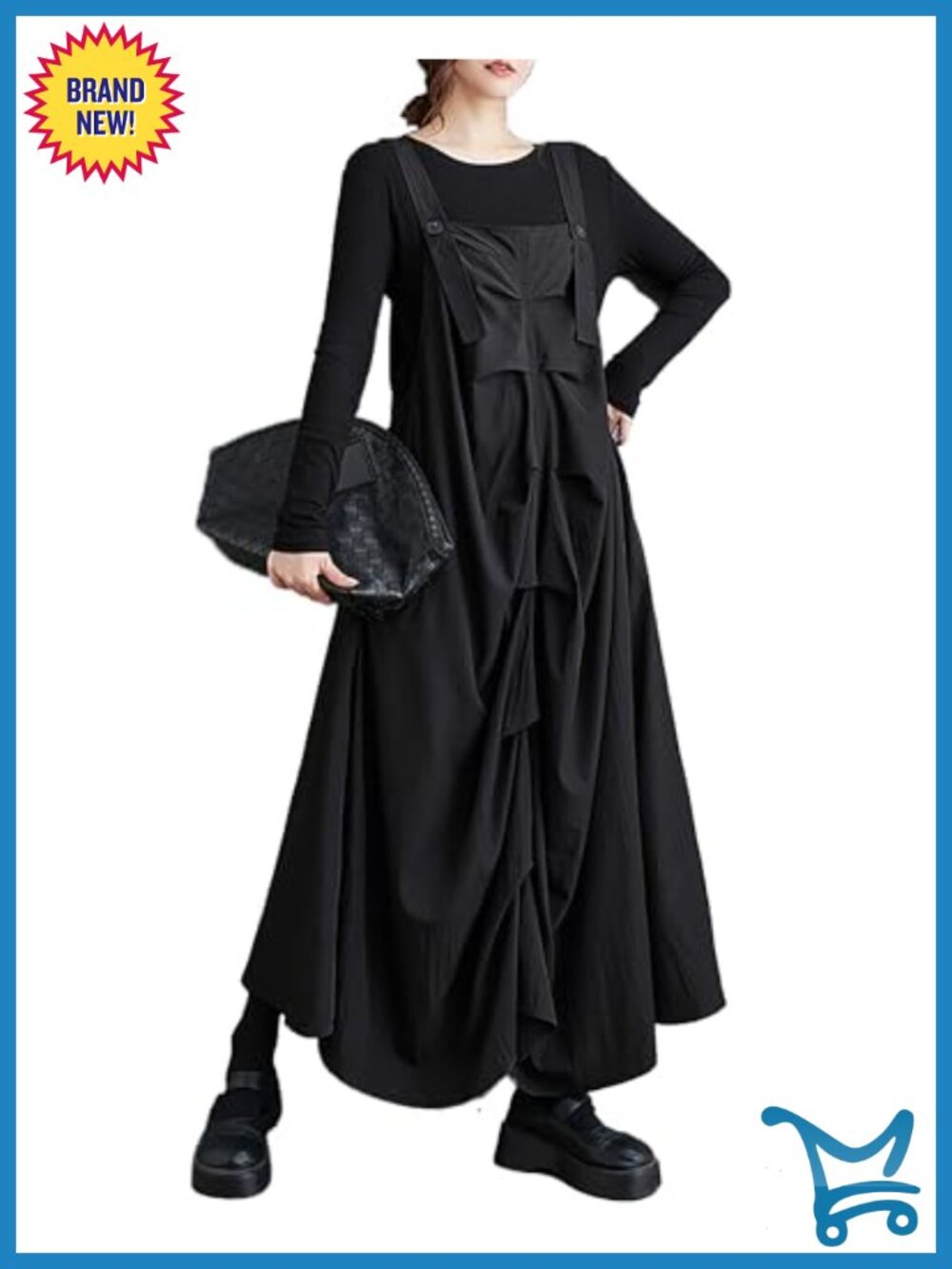 Women's Strap Shoulder Vest Dress Irregular Hem Loose Oversize Cotton Blend
